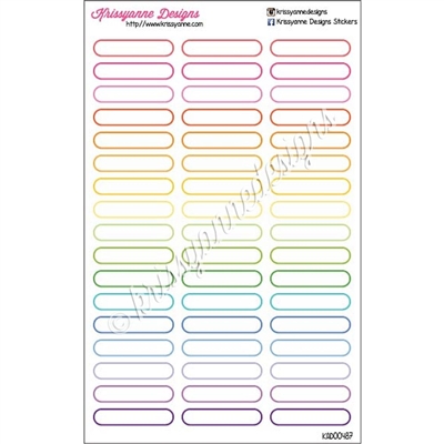 Small Rounded Event Stickers - Rainbow Outline - Set of 51