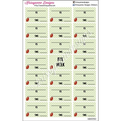 Blank Football Schedule - Set of 21