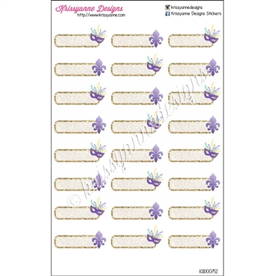 Mardi Gras Blank Event Stickers - Set of 24