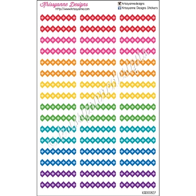 Bold Rainbow Diamond Strips Stickers - Set of 48