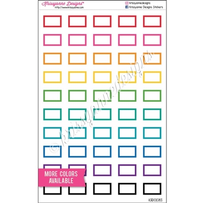 Small Square-Corner Rectangle Stickers with Outline - Set of 50