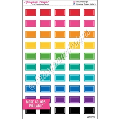 Small Square-Corner Rectangle Stickers - Lined Bold Rainbow - Set of 50