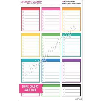 Full and Half Box Checklist with Header - Set of 12