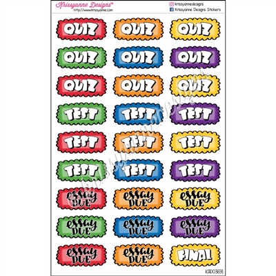 School Doodle Event Stickers - Assignments / Tests - Set of 27