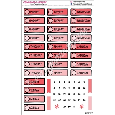 Monochrome Individual Date Cover Doodle Set - Pastel Red