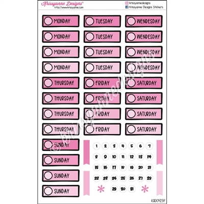 Monochrome Individual Date Cover Doodle Set - Pastel Pink