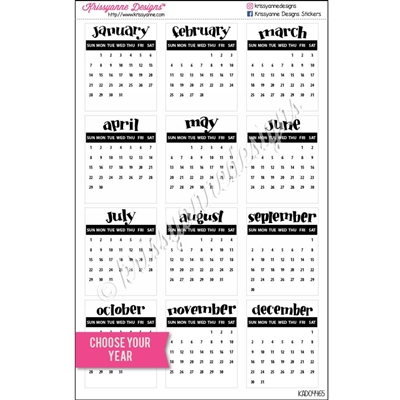 Small Monthly Calendars - Choose Your Year