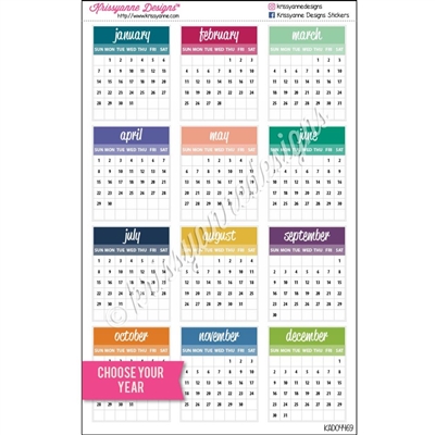 Small Monthly Calendars - Choose Your Year