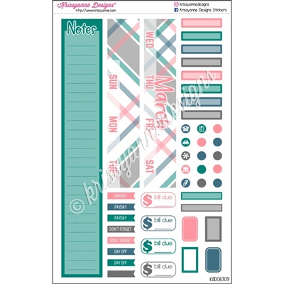 KAD Monthly Skeleton - SMC A5 Monthly - March Plaid