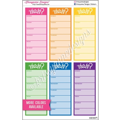 Long Meal Planning Boxes - Set of 6