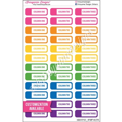 Customized Color Block Event Stickers - Set of 36