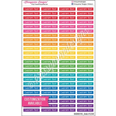 Customized Small Header - JenPlans - Set of 96