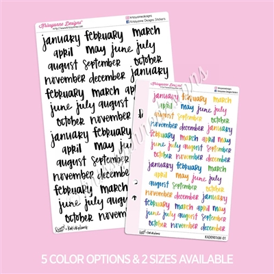 Hand Lettered Script | KAD x KatieKPlans (Months of the Year)