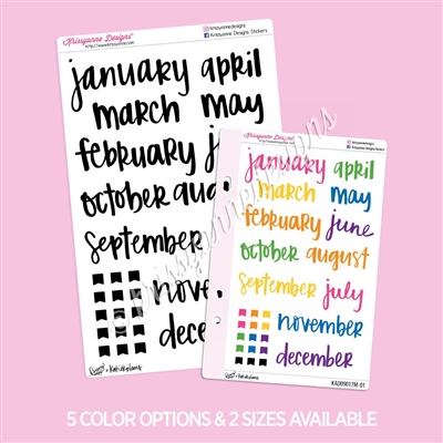 Hand Lettered Script | KAD x KatieKPlans (Large Months of the Year)