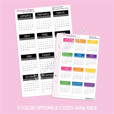 Small Monthly Calendars | 2025