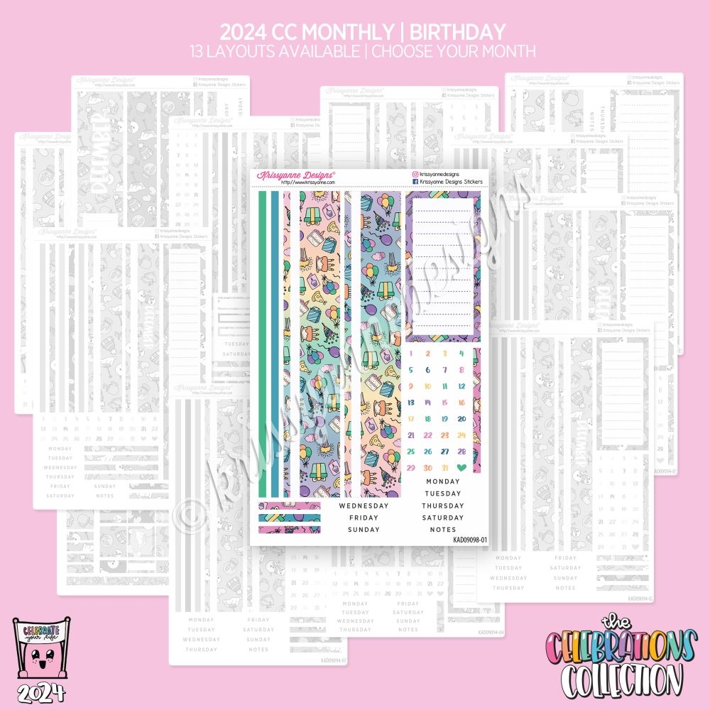 2024 CC Monthly Skeleton  Birthday (Choose Your Month + Layout)