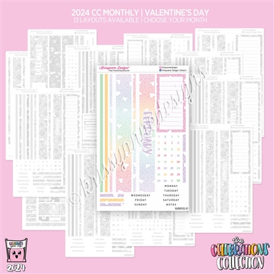 2024 CC Monthly Skeleton | Valentine's Day (Choose Your Month + Layout)