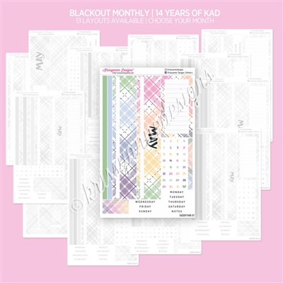 Blackout Monthly Skeleton (14 Years of KAD Rainbow Plaid) | Choose Your Month + Layout