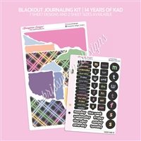 Journaling Sticker Sheets | 14 Years of KAD (Midnight Rainbow Plaid)