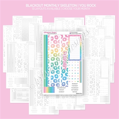 Blackout Monthly Skeleton You Rock | Choose Your Month + Layout