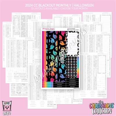 2024 Blackout CC Monthly Skeleton | Halloween (Choose Your Month + Layout)