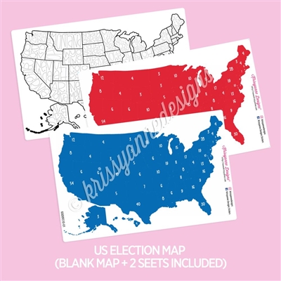US Election Tracker Map | Set of 3 Sheets (Map Included)
