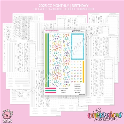 2025 CC Monthly Skeleton | Birthday (Choose Your Month + Layout)