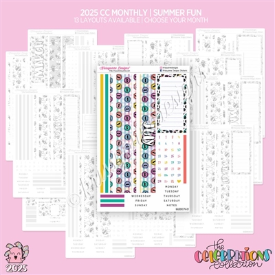 2025 CC Monthly Skeleton | Summer Fun (Choose Your Month + Layout)