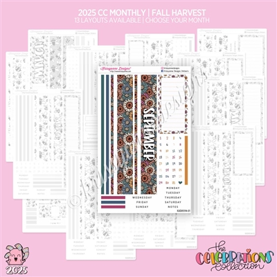2025 CC Monthly Skeleton | Fall Harvest (Choose Your Month + Layout)
