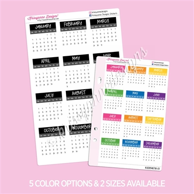 Small Monthly Calendars | 2026
