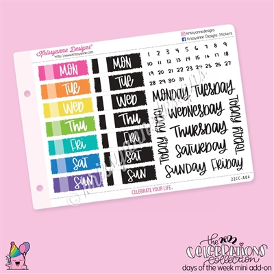Celebrations Collection Add-On: Mini Days of the Week