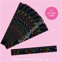 Acrylic Ruler - Midnight Rainbow Doodle Hearts