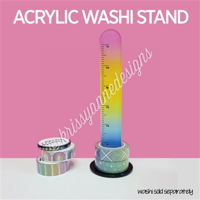 Acrylic Washi Stand + Ruler Combo - Rainbow Grid