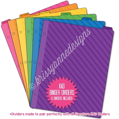 Binder Divider Set - 6 Dividers - Striped