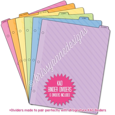 Binder Divider Set - 6 Dividers - Pastel Stripes