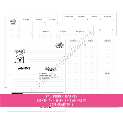 KAD Binder Inserts - Q3 Week on Two Pages with Months