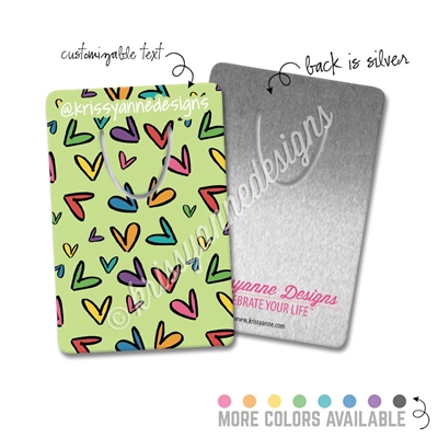 Customized Rectangle Metal Bookmark - Heart Doodles