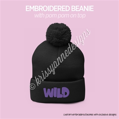 KAD Embroidered Beanie with Pom Pom | Wild in Washington