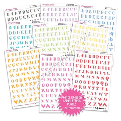 Transparent Serif Letters Bundle - Pastel Rainbow