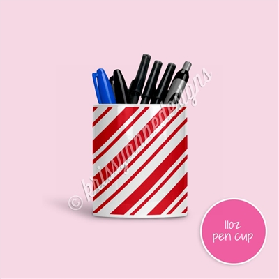 KAD Pen Cup - Red Candy Cane Wrap
