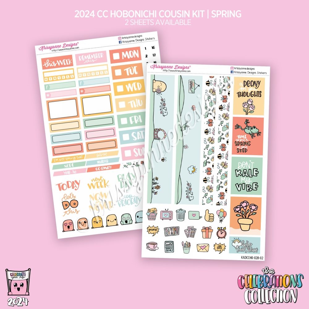 Spring Friends Hobonichi Cousin Kit Planner Stickers