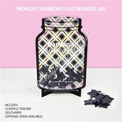 Acrylic Reward Jar | Midnight Rainbow Plaid