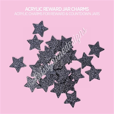 Acrylic Reward/Countdown Jar Charms | Black Glitter
