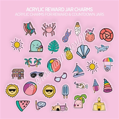 Acrylic Reward/Countdown Jar Charms | Summer