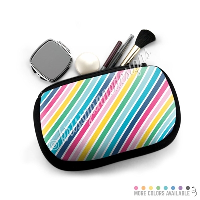 One Sided Zippered Pouch - Rainbow Stripes