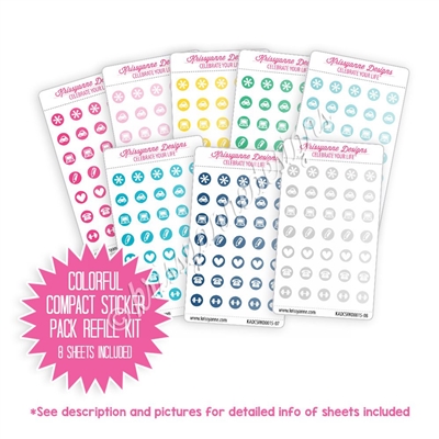 Compact Sticker Refill Kit - Monochromatic Icons - Colorful