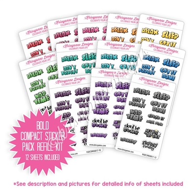 Compact Sticker Refill Kit - Monochromatic Mini Puffy Letters - Bold Rainbow