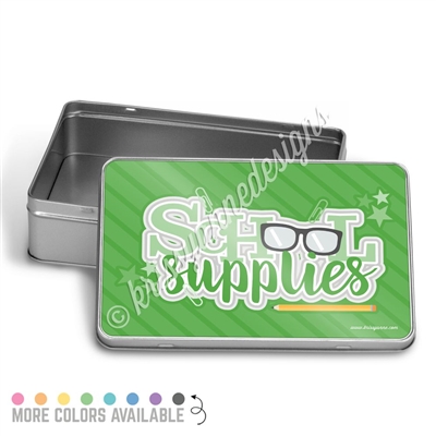 School Supplies Rectangle Gift Tin