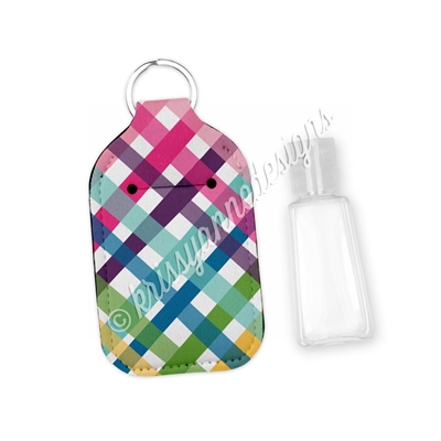 Rectangle Sanitizer Keychain - Punny Love Plaid