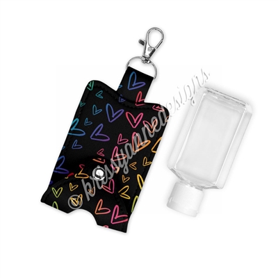 Snap Sanitizer Keychain - Midnight Doodle Hearts